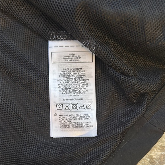 Men’s XL Adidas Black Windbreaker with Hood and Signature Stripes - Picture 5 of 7